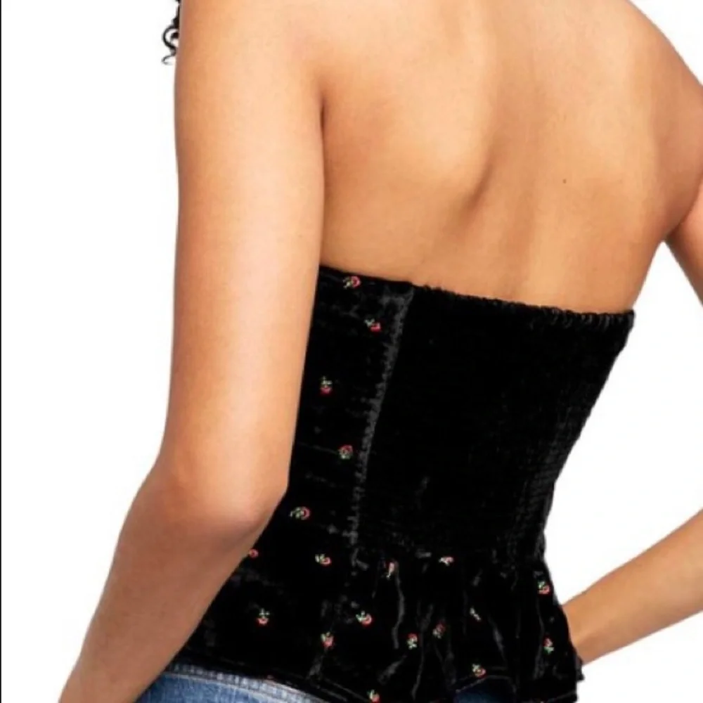 🔥🔥SALE! BNWT Free People Velvet Peplum Top - Picture 2 of 2